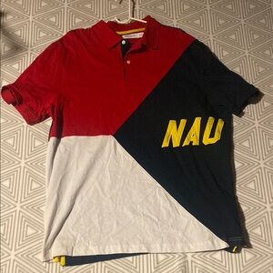 NAU Men's Colorblock Polo Shirt - Red, Black,‎ White